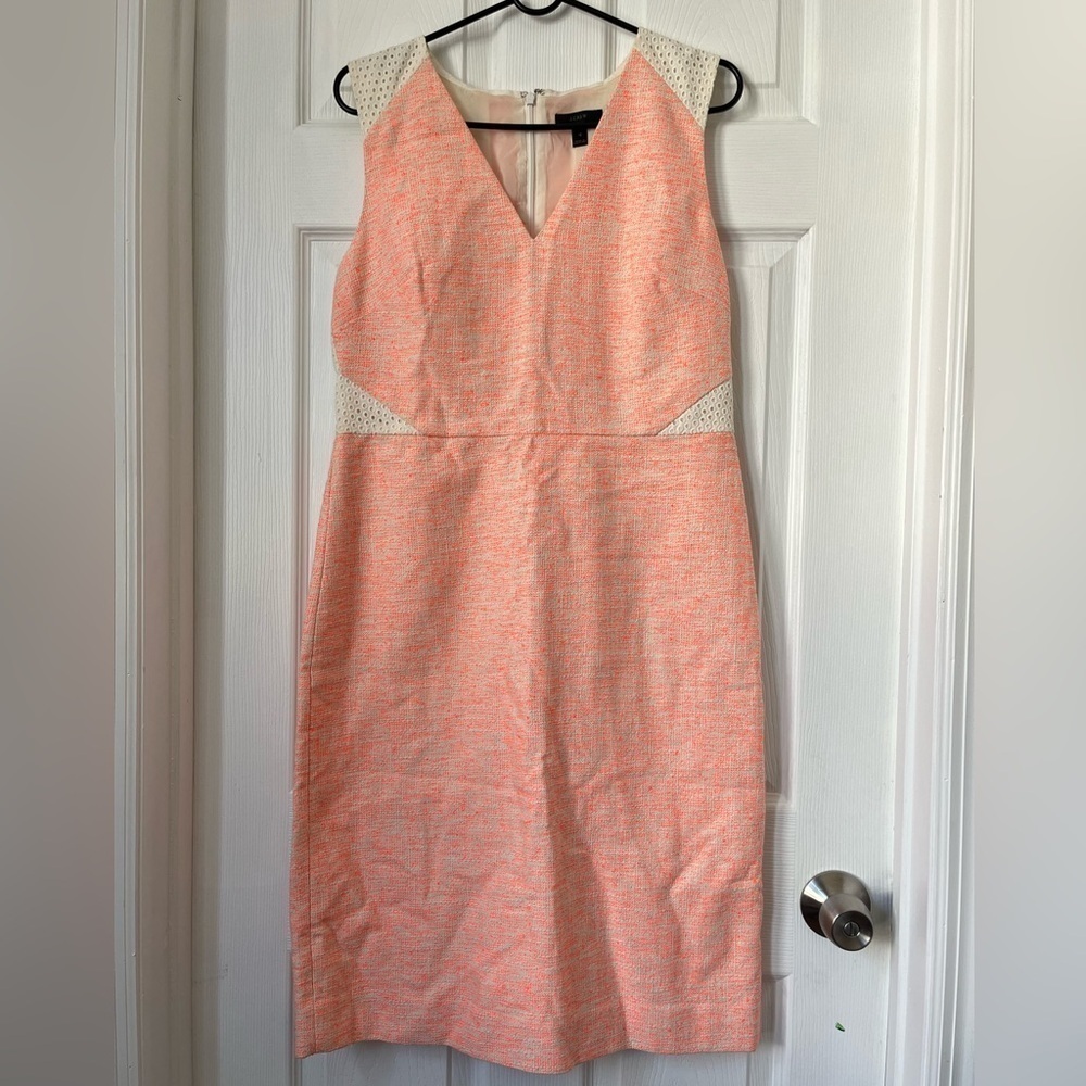 J. Crew Orange Tweed Eyelet Sheath Dress Size 12